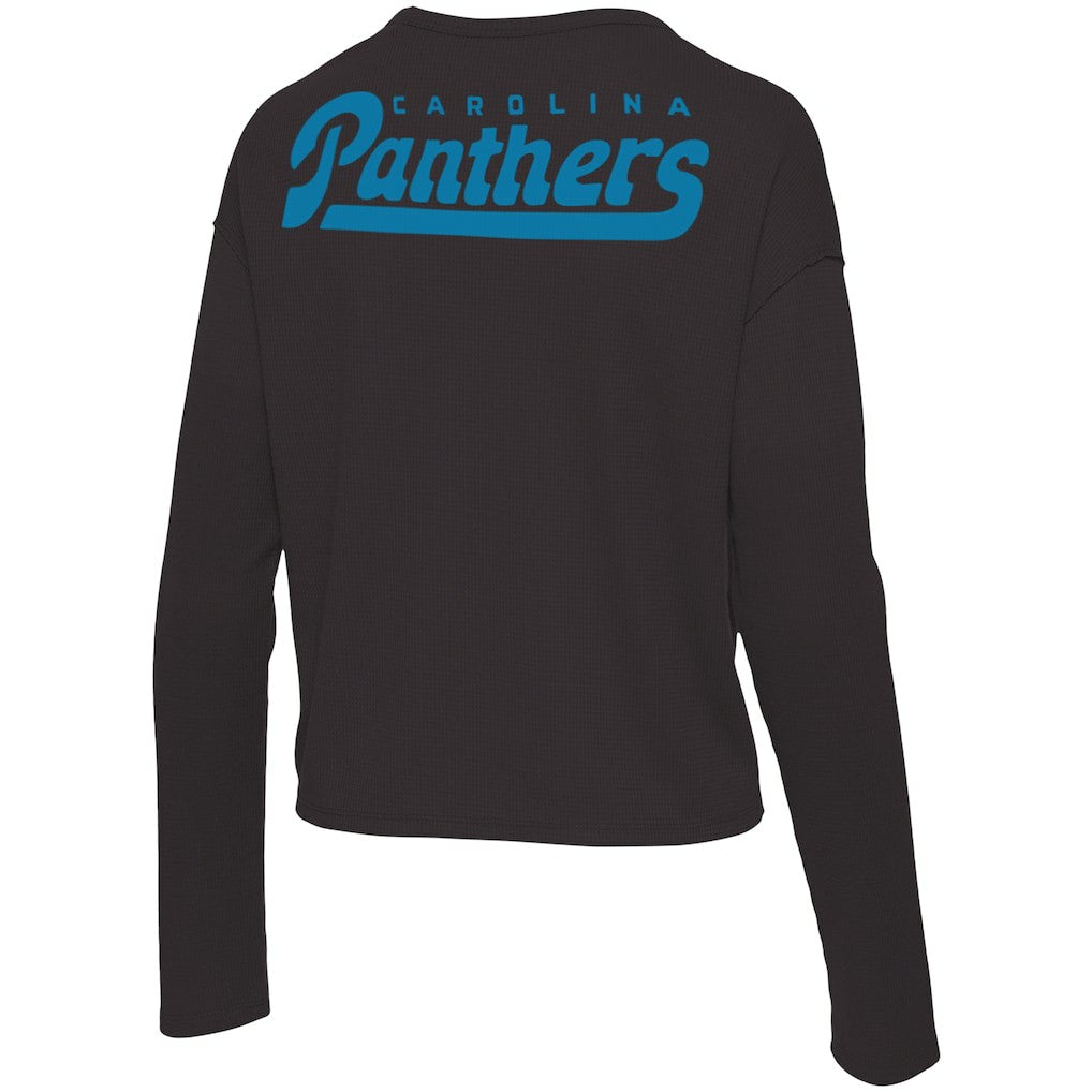 Carolina Panthers Junk Food Women's Pocket Thermal Long Sleeve T-Shirt Black - NFL
