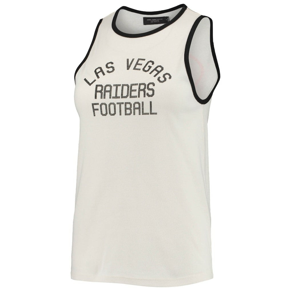 Las Vegas Raiders Junk Food Women's Throwback Pop Binding Scoop Neck Tank Top White/Black - NFL
