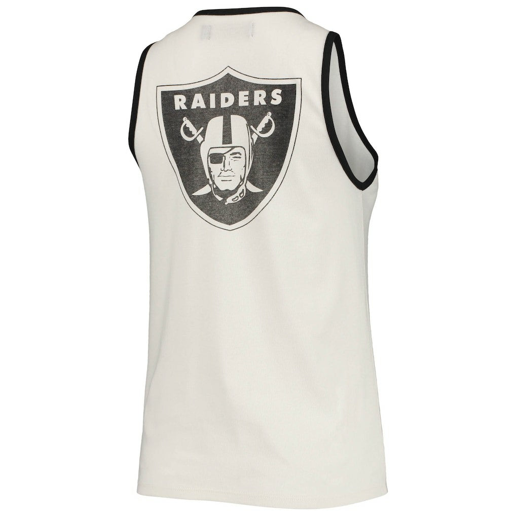 Las Vegas Raiders Junk Food Women's Throwback Pop Binding Scoop Neck Tank Top White/Black - NFL