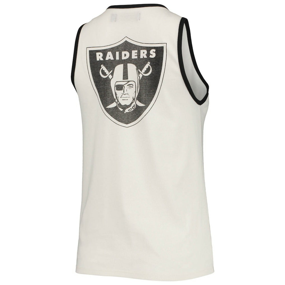 Las Vegas Raiders Junk Food Women's Throwback Pop Binding Scoop Neck Tank Top White/Black - NFL