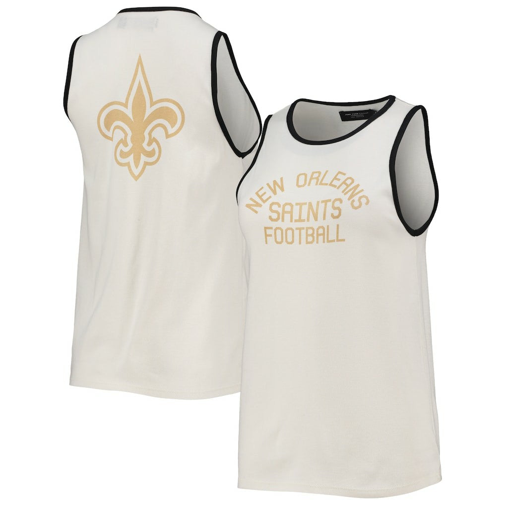New Orleans Saints Junk Food Women's Throwback Pop Binding Scoop Neck Tank Top White/Black - NFL