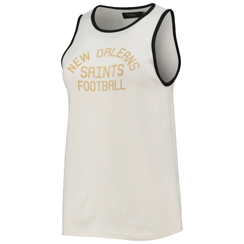 New Orleans Saints Junk Food Women's Throwback Pop Binding Scoop Neck Tank Top White/Black - NFL