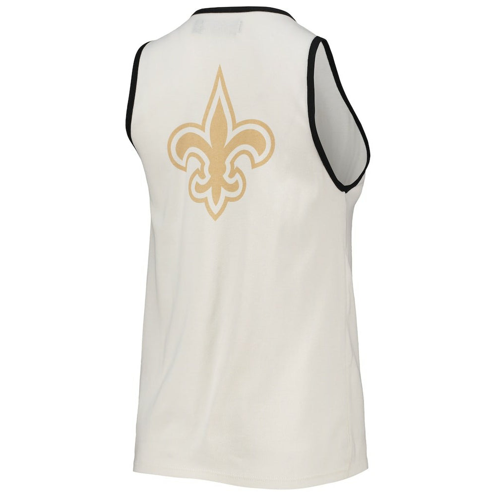 New Orleans Saints Junk Food Women's Throwback Pop Binding Scoop Neck Tank Top White/Black - NFL