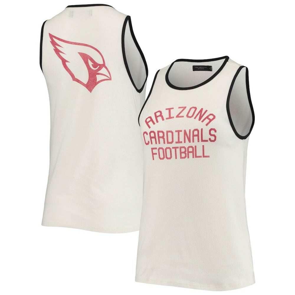 Arizona Cardinals Junk Food Women's Throwback Pop Binding Scoop Neck Tank Top White/Black - NFL