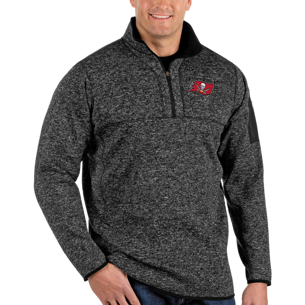 Tampa Bay Buccaneers Antigua Fortune Big & Tall Quarter-Zip Pullover Jacket Heathered Black - NFL