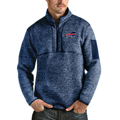 Buffalo Bills Antigua Fortune Quarter-Zip Pullover Jacket Heathered Navy - NFL