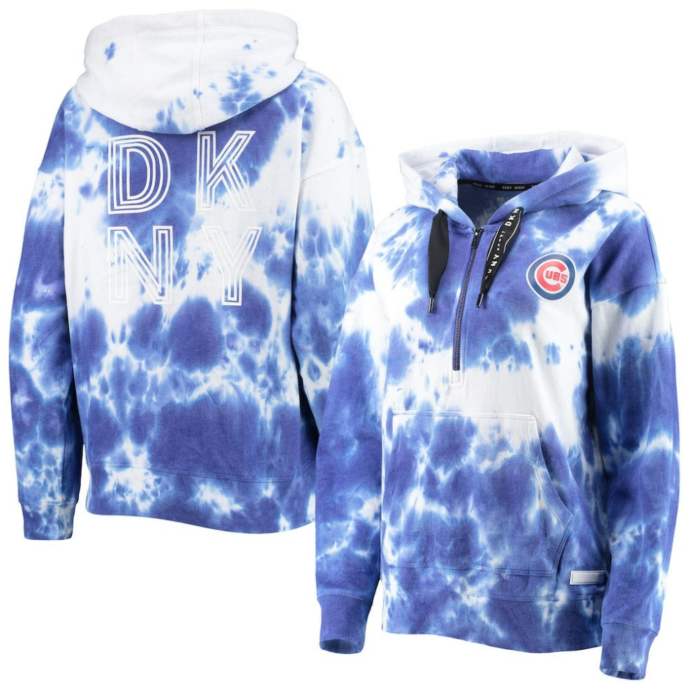 Chicago Cubs DKNY Sport Women's Dakota Tie-Dye Half-Zip Hoodie discount