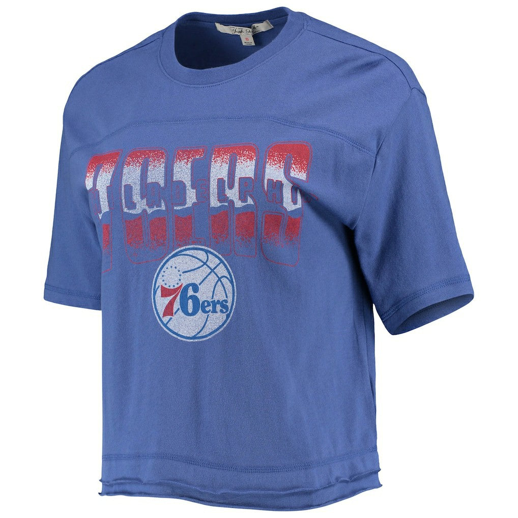 NBA - Philadelphia 76ers Junk Food Women's Gradient Crop Top - Royal
