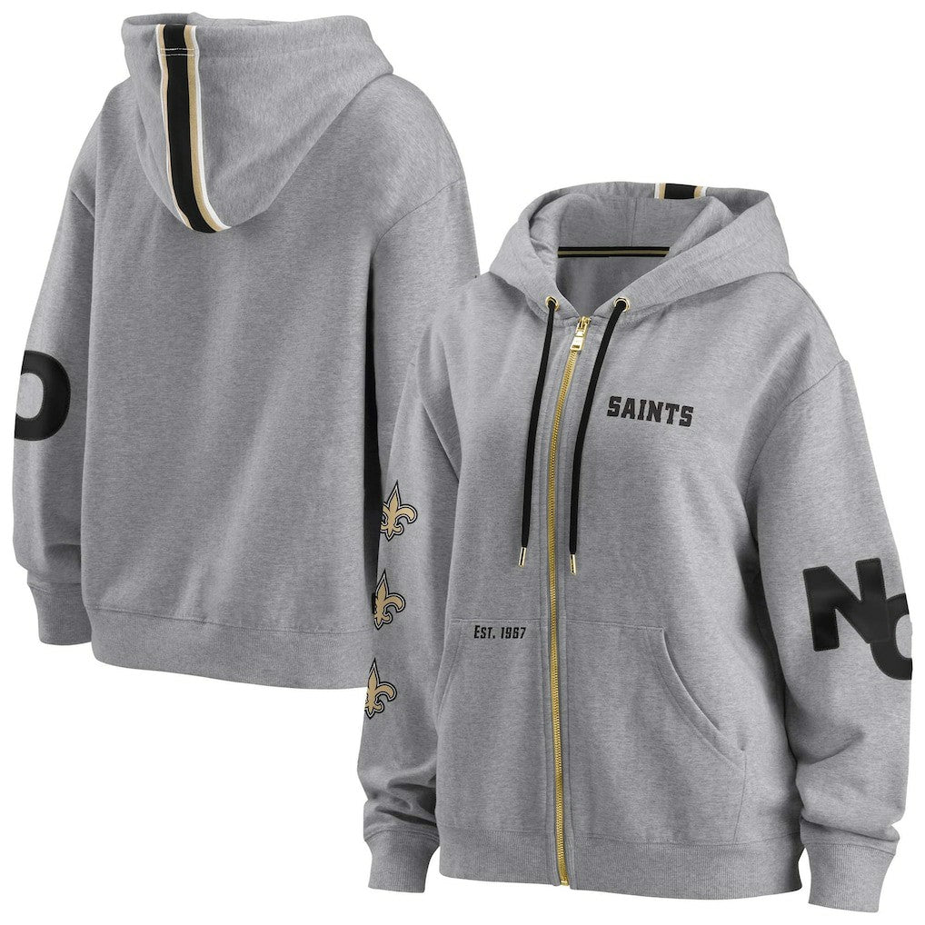 New Orleans Saints WEAR by Erin Andrews Women's Full-Zip Hoodie Gray - NFL