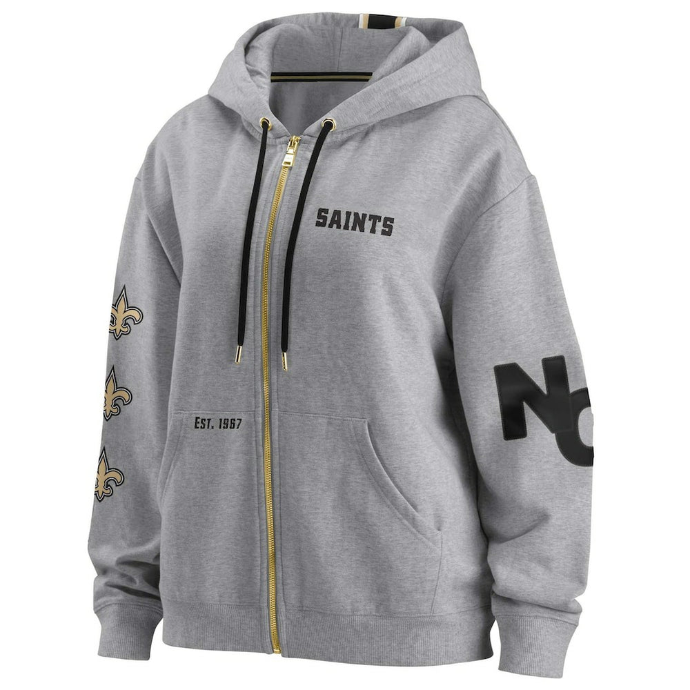New Orleans Saints WEAR by Erin Andrews Women's Full-Zip Hoodie Gray - NFL