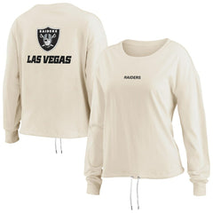 Las Vegas Raiders WEAR by Erin Andrews Women's Long Sleeve Crop Top Shirt Oatmeal - NFL