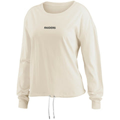 Las Vegas Raiders WEAR by Erin Andrews Women's Long Sleeve Crop Top Shirt Oatmeal - NFL