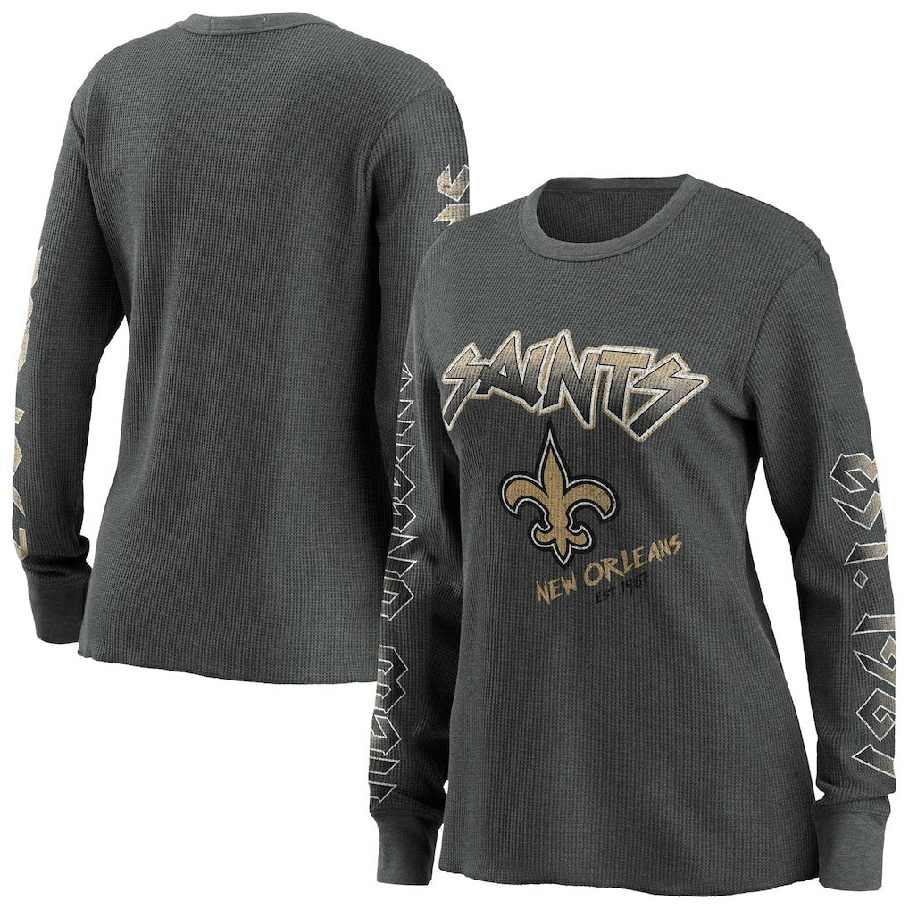 New Orleans Saints WEAR by Erin Andrews Women's Long Sleeve Thermal T-Shirt Gray - NFL