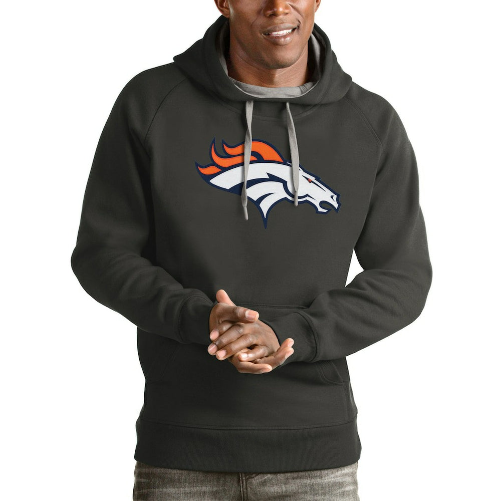 Denver Broncos Antigua Victory Pullover Hoodie Charcoal - NFL