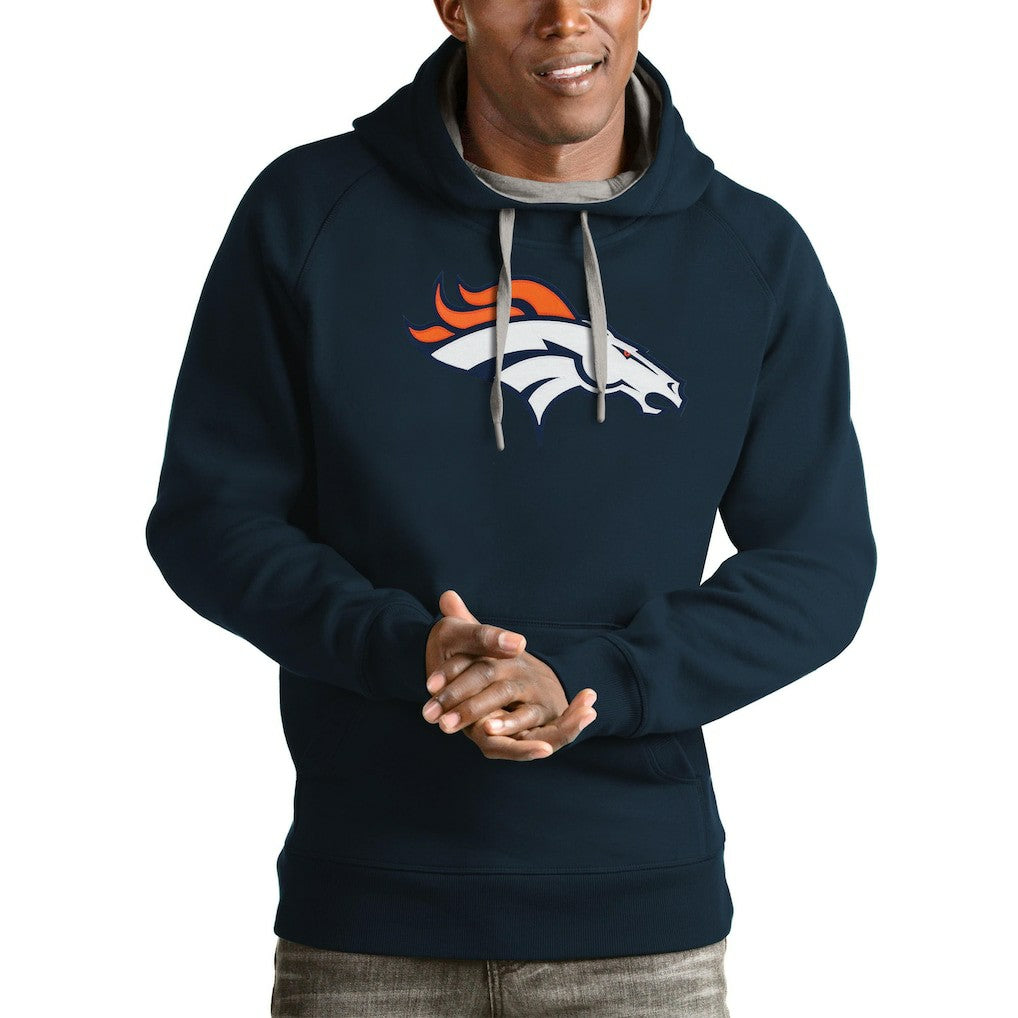 Denver Broncos Antigua Victory Pullover Hoodie Navy - NFL