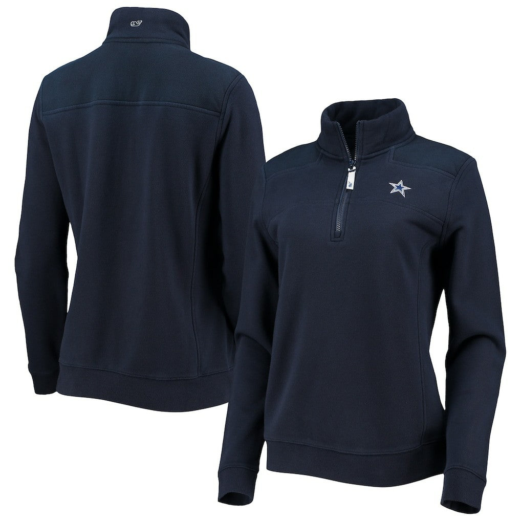 Dallas Cowboys Vineyard Vines Women's Shep Shirt Quarter-Zip Sweatshirt Navy - NFL