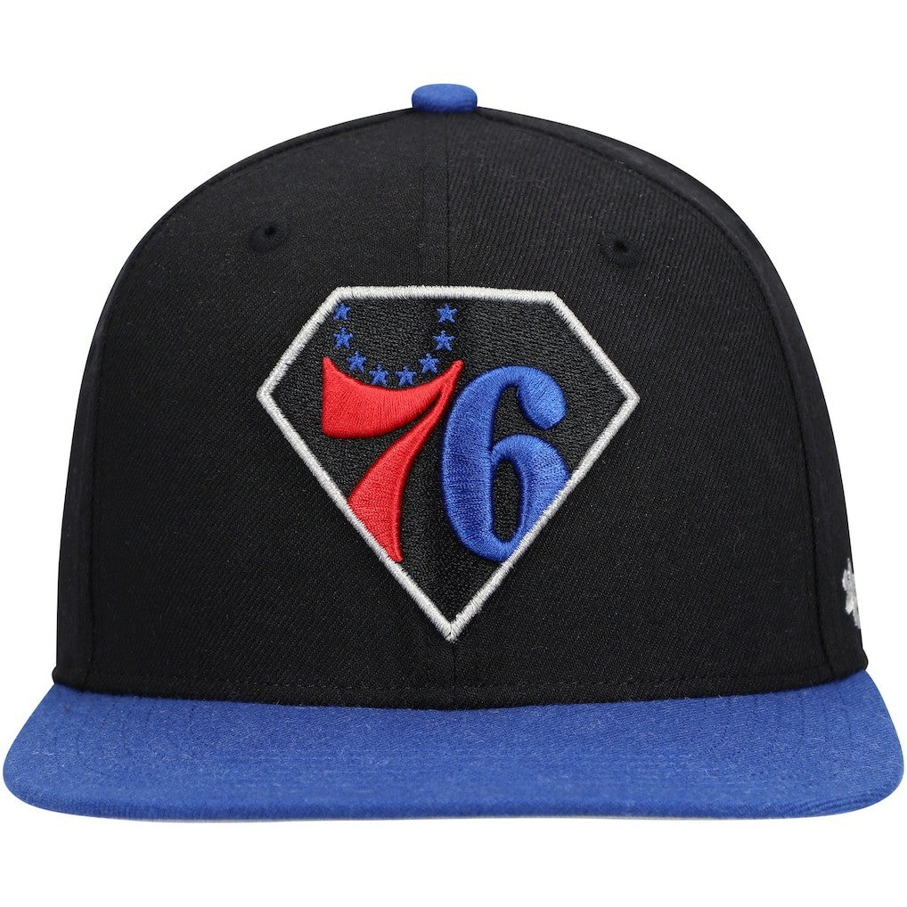 47 brand - Philadelphia 76ers '47 75th Anniversary Carat Captain Snapback Hat - Black/Royal