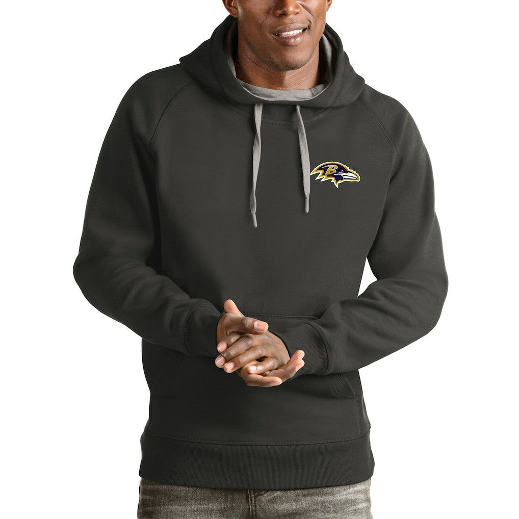 Baltimore Ravens Antigua Logo Victory Pullover Hoodie Charcoal - NFL
