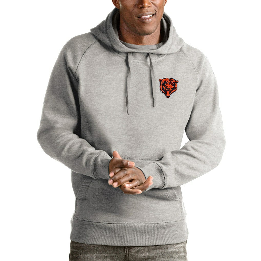 Chicago Bears Antigua Logo Victory Pullover Hoodie Heathered Gray - NFL