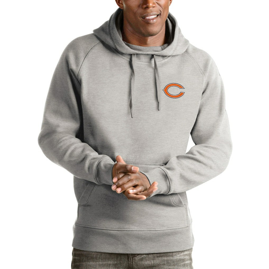 Chicago Bears Antigua Logo Victory Pullover Hoodie Heathered Gray - NFL