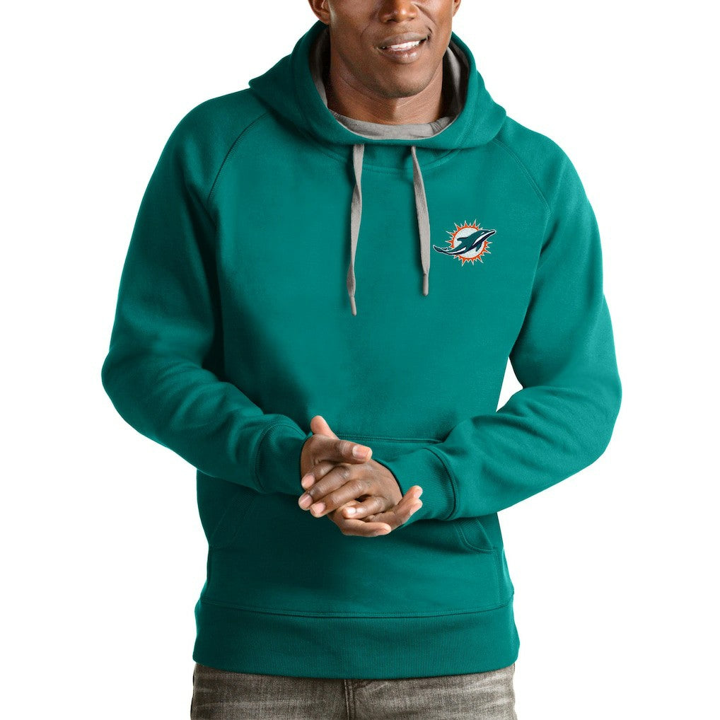 Miami Dolphins Antigua Logo Victory Pullover Hoodie Aqua - NFL