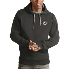 Miami Dolphins Antigua Logo Victory Pullover Hoodie Charcoal - NFL