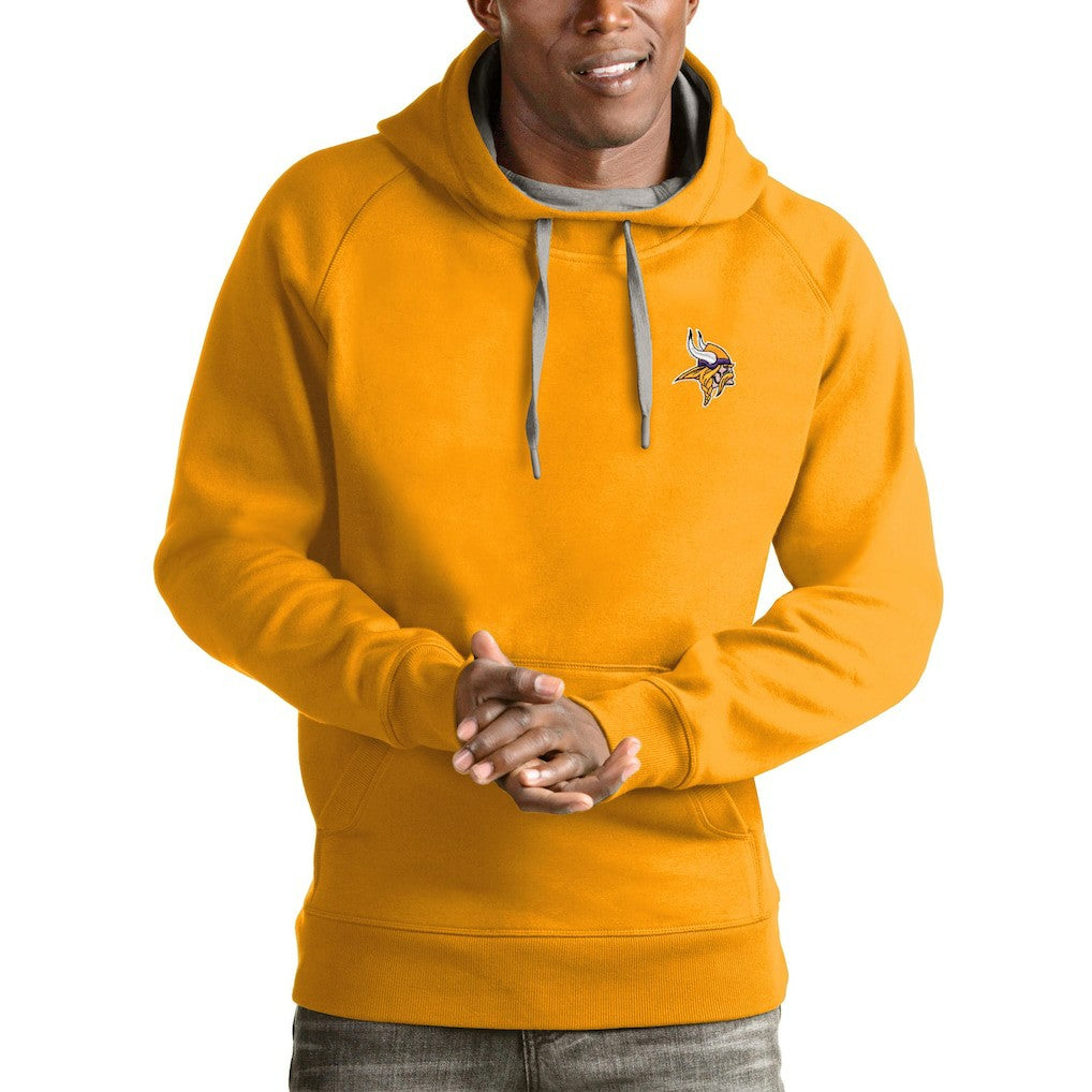 Minnesota Vikings Antigua Logo Victory Pullover Hoodie Gold - NFL