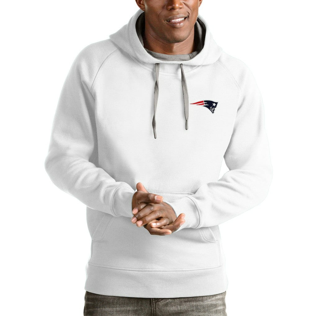New England Patriots Antigua Logo Victory Pullover Hoodie White - NFL
