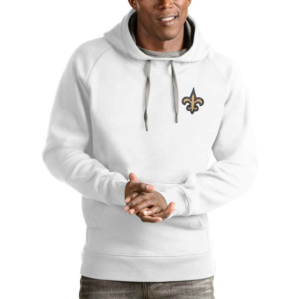 New Orleans Saints Antigua Logo Victory Pullover Hoodie White - NFL
