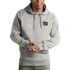 New York Giants Antigua Logo Victory Pullover Hoodie Heathered Gray - NFL