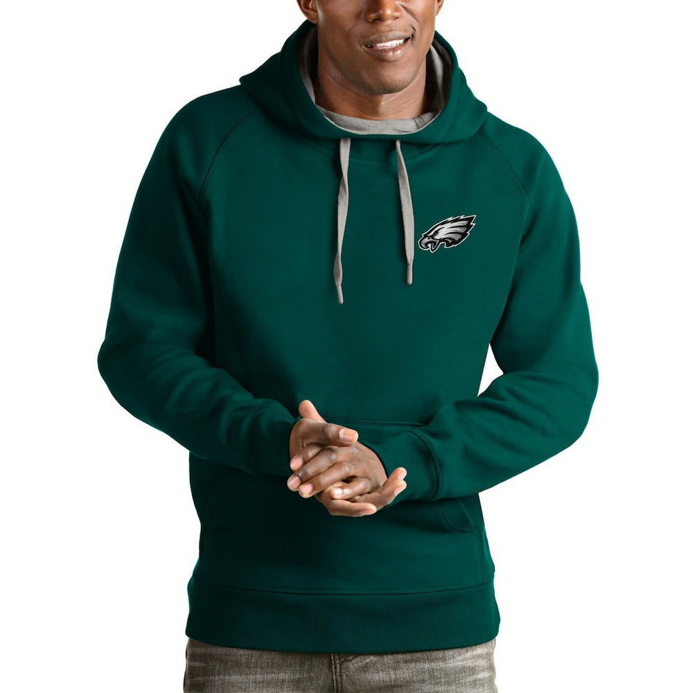 Philadelphia Eagles Antigua Logo Victory Pullover Hoodie Midnight Green - NFL