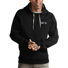 Seattle Seahawks Antigua Logo Victory Pullover Hoodie Black - NFL
