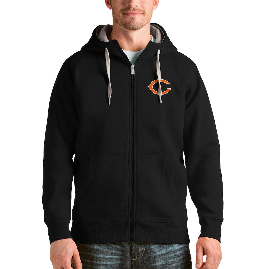 Chicago Bears Antigua Victory Full-Zip Hoodie Black - NFL