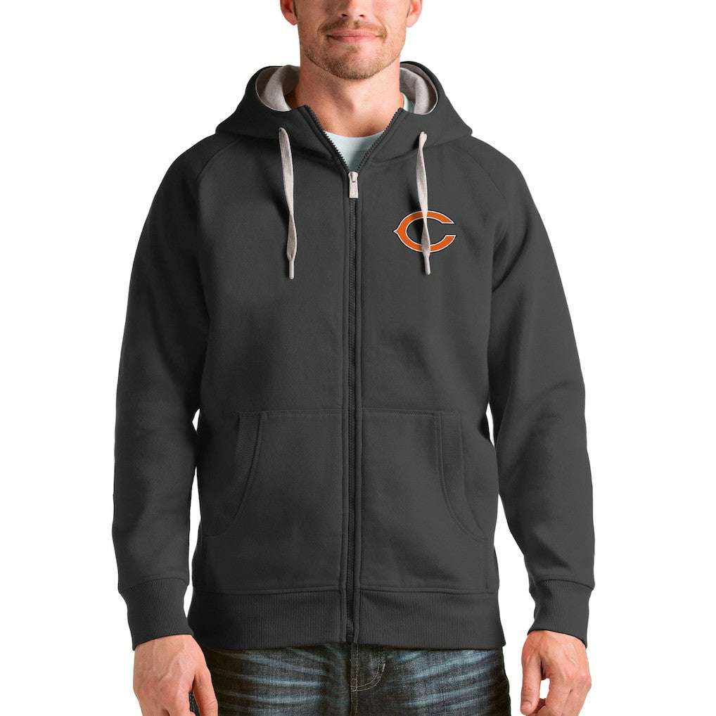 Chicago Bears Antigua Victory Full-Zip Hoodie Charcoal - NFL