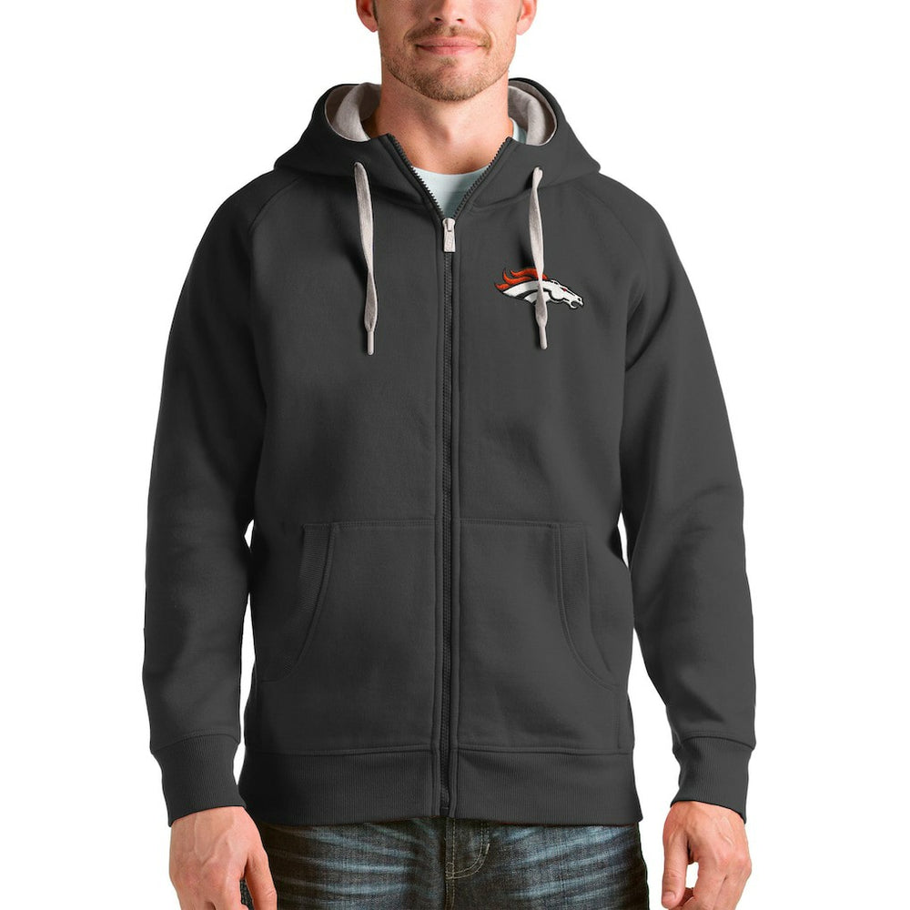 Denver Broncos Antigua Victory Full-Zip Hoodie Charcoal - NFL