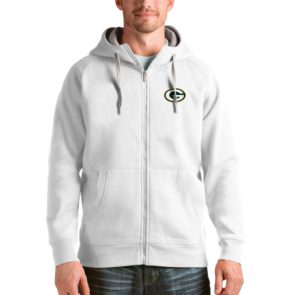 Green Bay Packers Antigua Victory Full-Zip Hoodie White - NFL