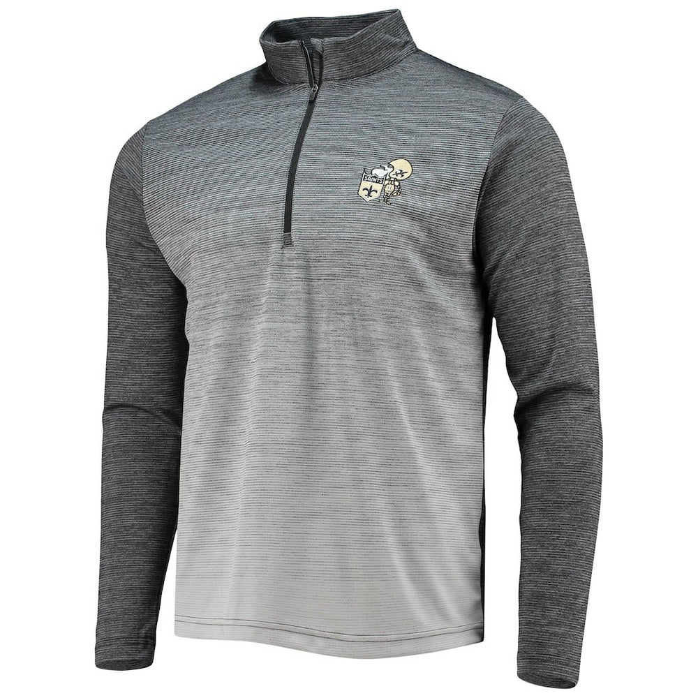 New Orleans Saints Antigua Throwback Cycle Quarter-Zip Jacket Black/Heathered Gray - NFL