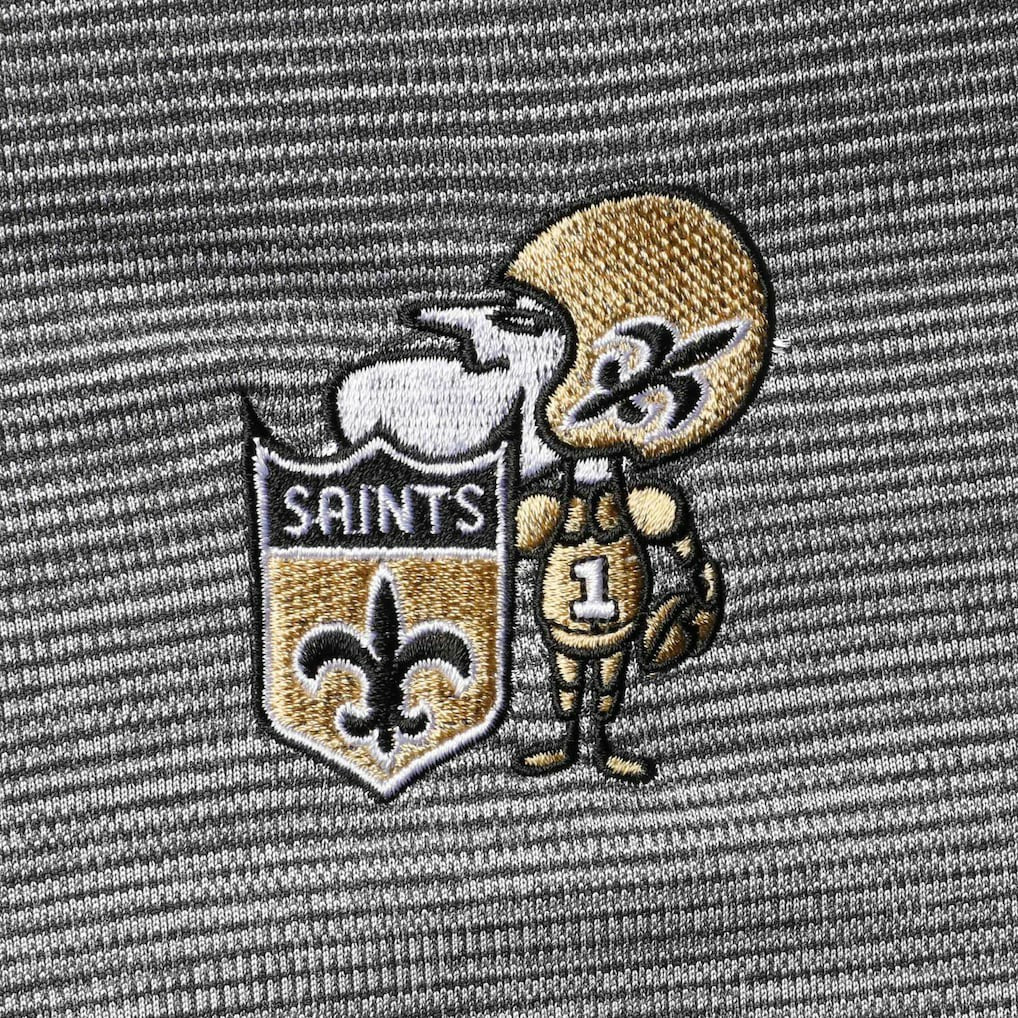 New Orleans Saints Antigua Throwback Cycle Quarter-Zip Jacket Black/Heathered Gray - NFL