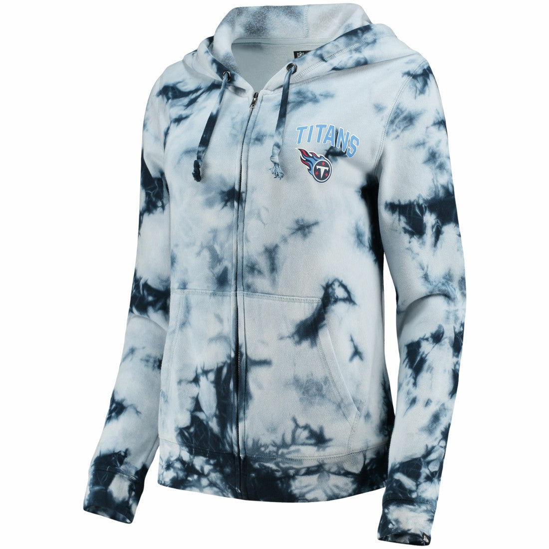 Tennessee Titans New Era Women's Tie-Dye Fleece Full-Zip Hoodie Navy - NFL