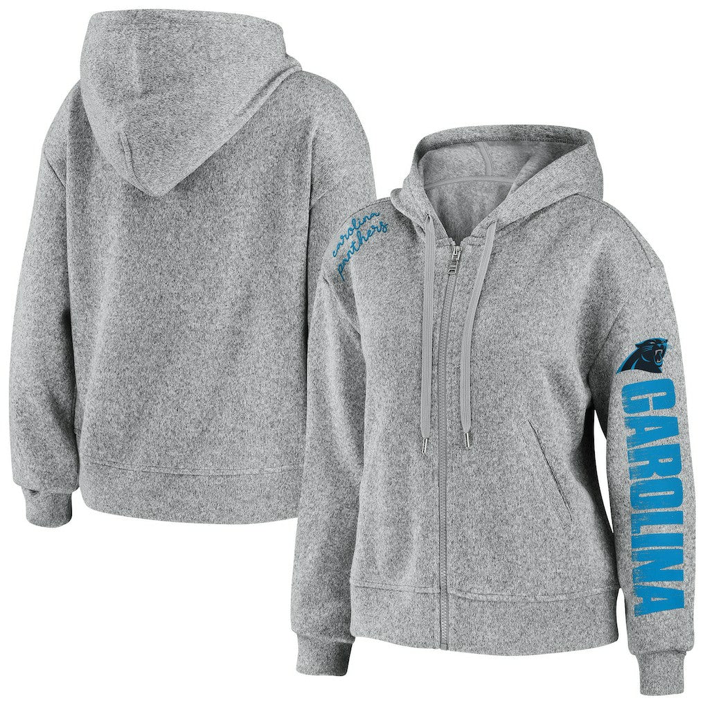 Carolina Panthers WEAR by Erin Andrews Women's Full-Zip Hoodie Heathered Gray - NFL
