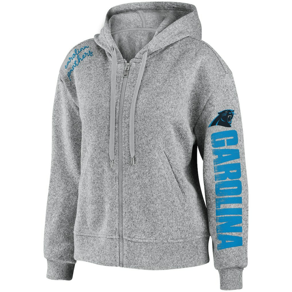 Carolina Panthers WEAR by Erin Andrews Women's Full-Zip Hoodie Heathered Gray - NFL