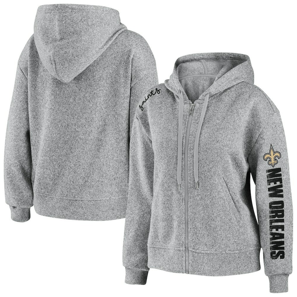 New Orleans Saints WEAR by Erin Andrews Women's Full-Zip Hoodie Heathered Gray - NFL