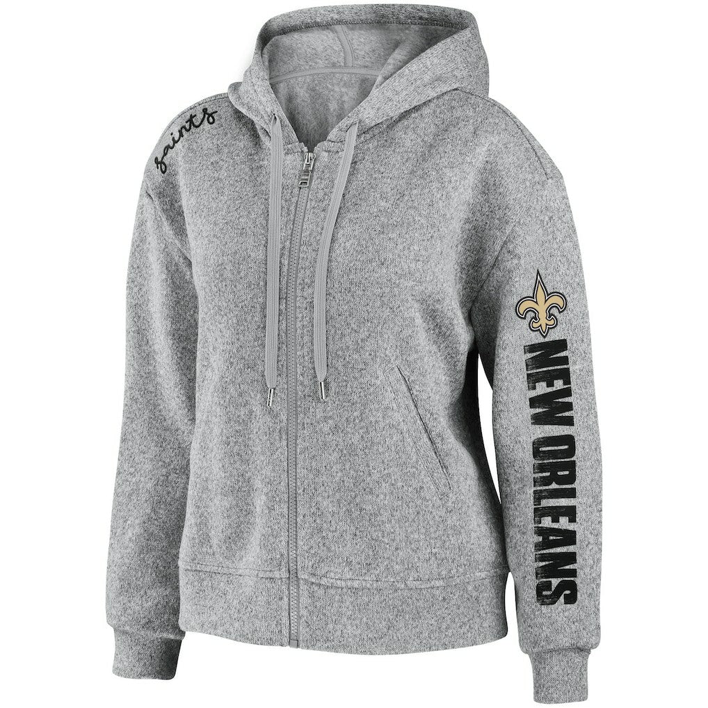 New Orleans Saints WEAR by Erin Andrews Women's Full-Zip Hoodie Heathered Gray - NFL