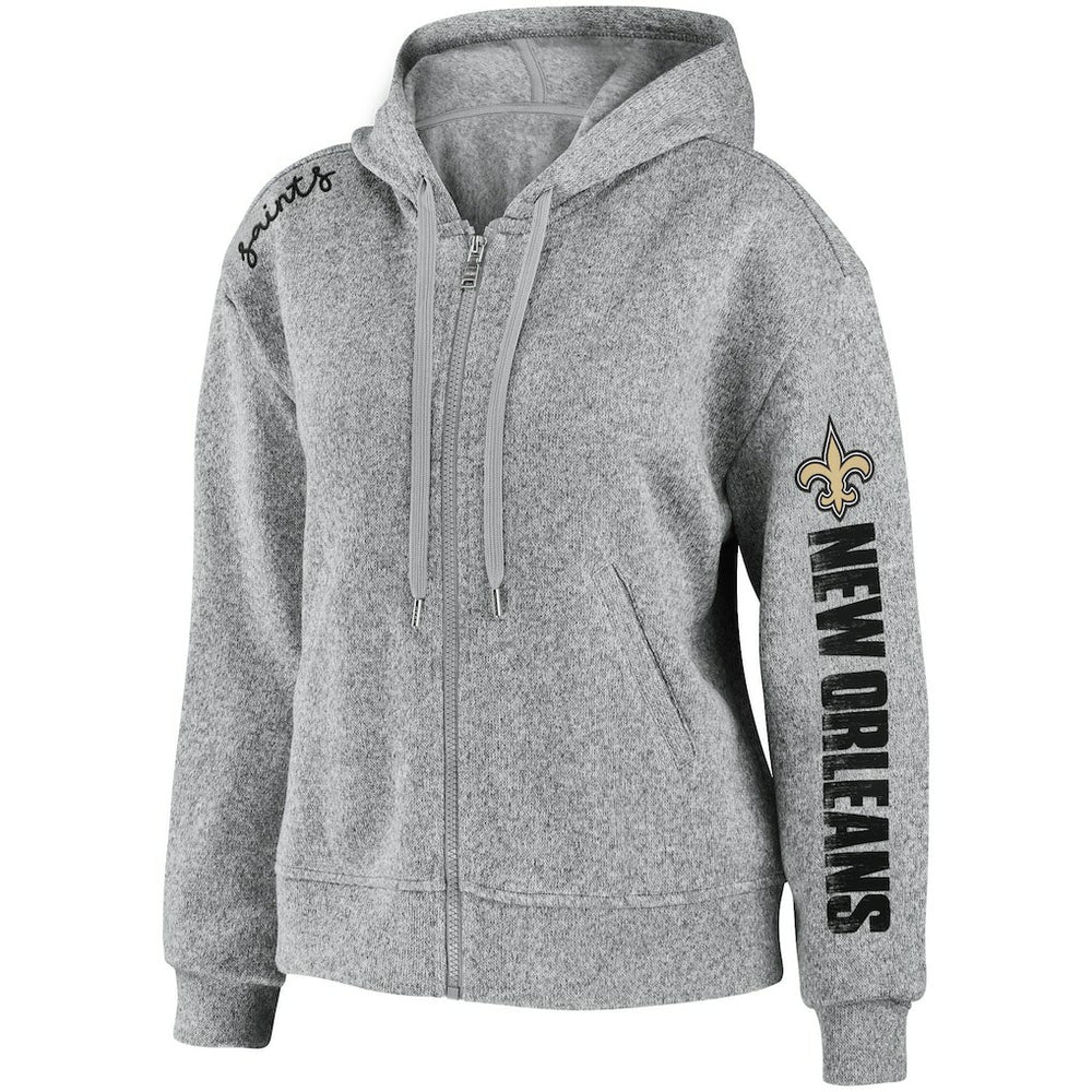 New Orleans Saints WEAR by Erin Andrews Women's Full-Zip Hoodie Heathered Gray - NFL