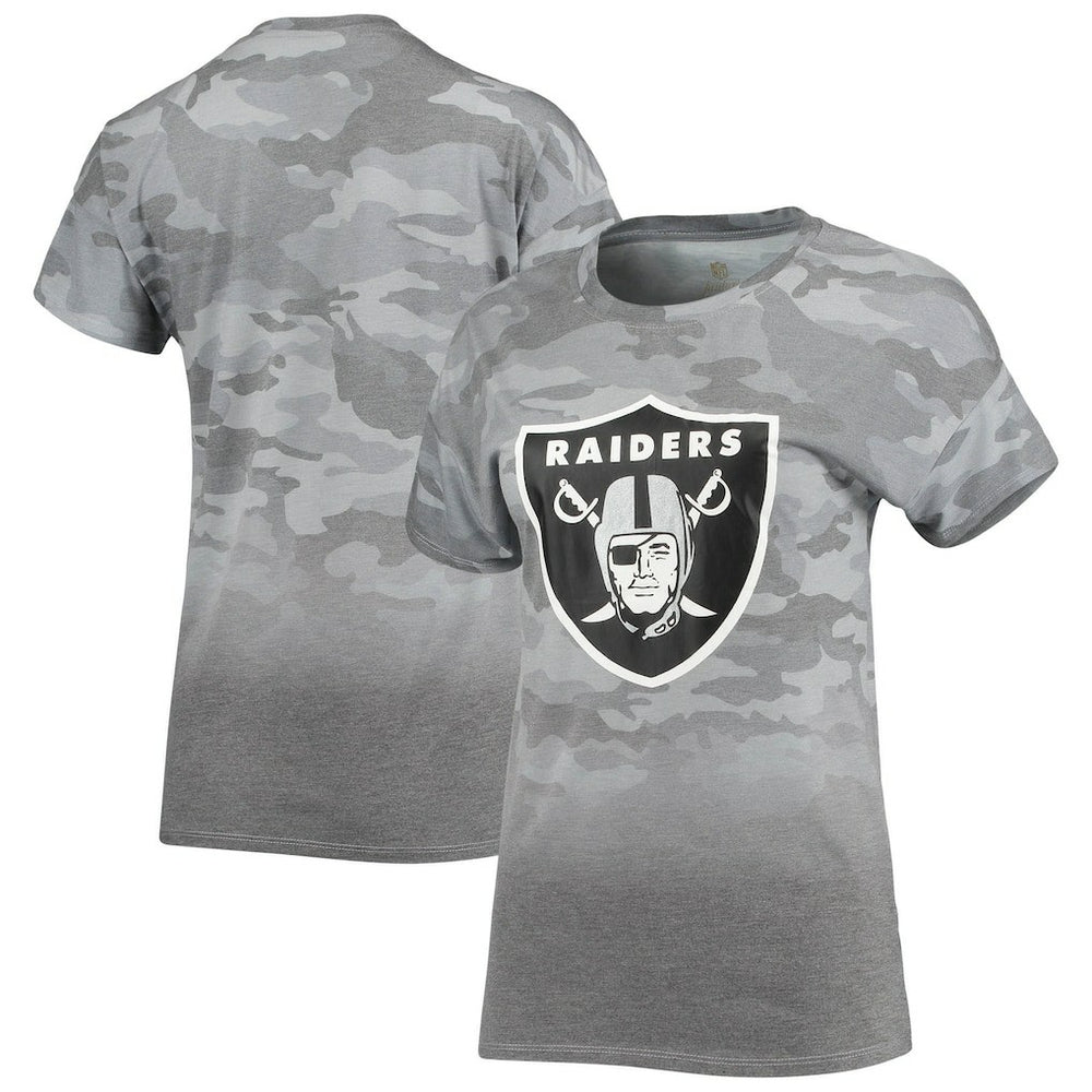 Las Vegas Raiders Juniors Beth Camo Dip-Dye T-Shirt Gray/Black - NFL