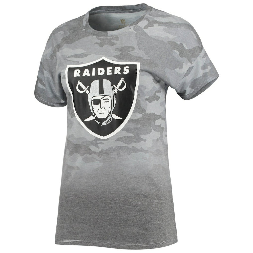 Las Vegas Raiders Juniors Beth Camo Dip-Dye T-Shirt Gray/Black - NFL