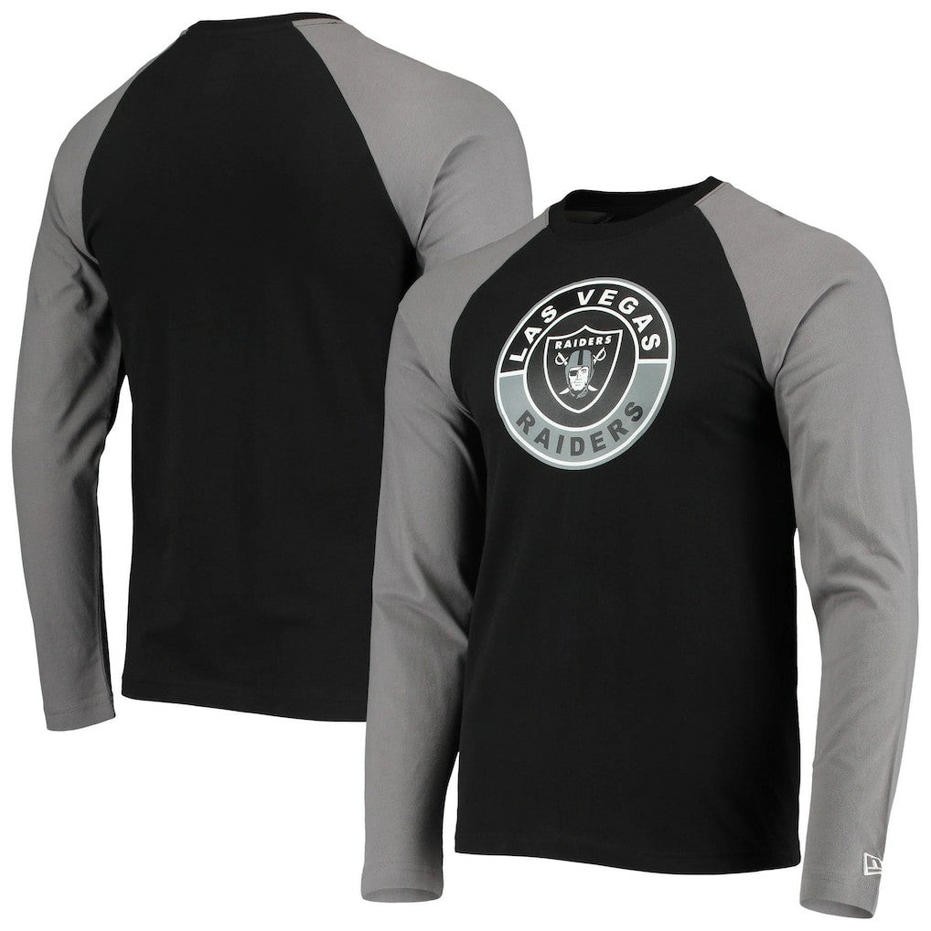 Las Vegas Raiders New Era League Raglan Long Sleeve T-Shirt Black/Gray - NFL