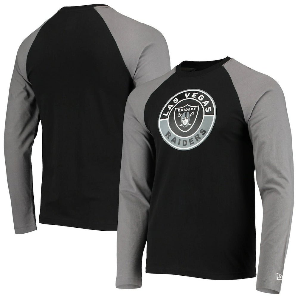 Las Vegas Raiders New Era League Raglan Long Sleeve T-Shirt Black/Gray - NFL