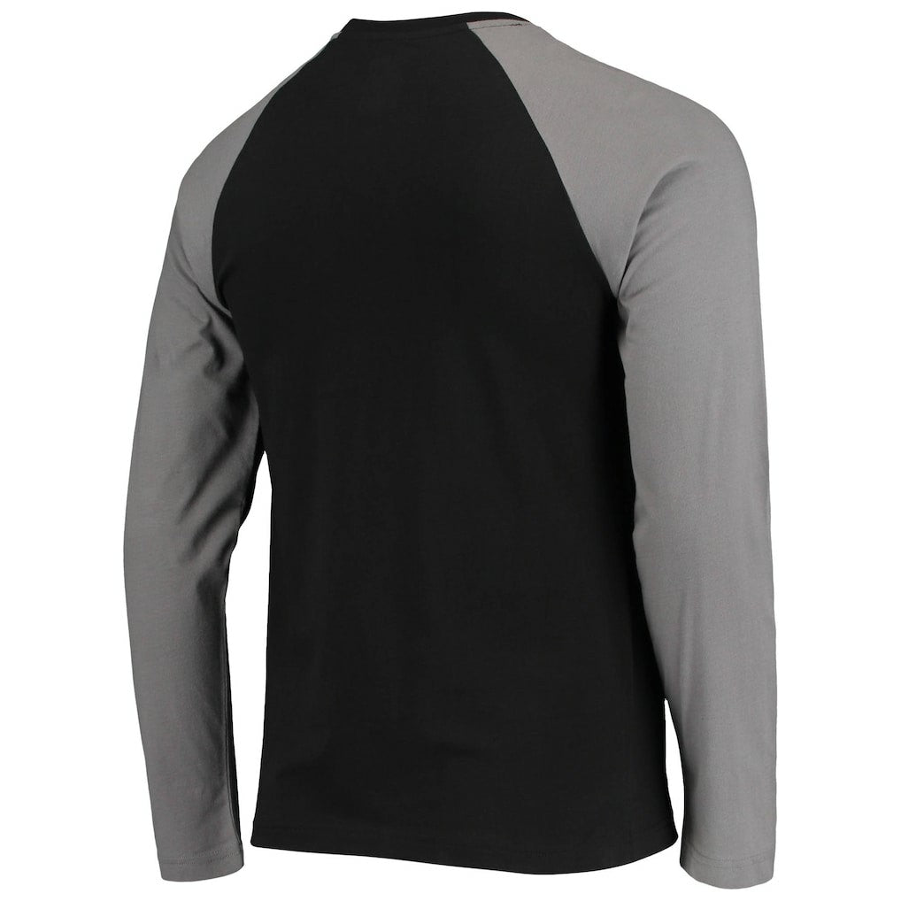 Las Vegas Raiders New Era League Raglan Throwback Long Sleeve T-Shirt Black/Gray - NFL