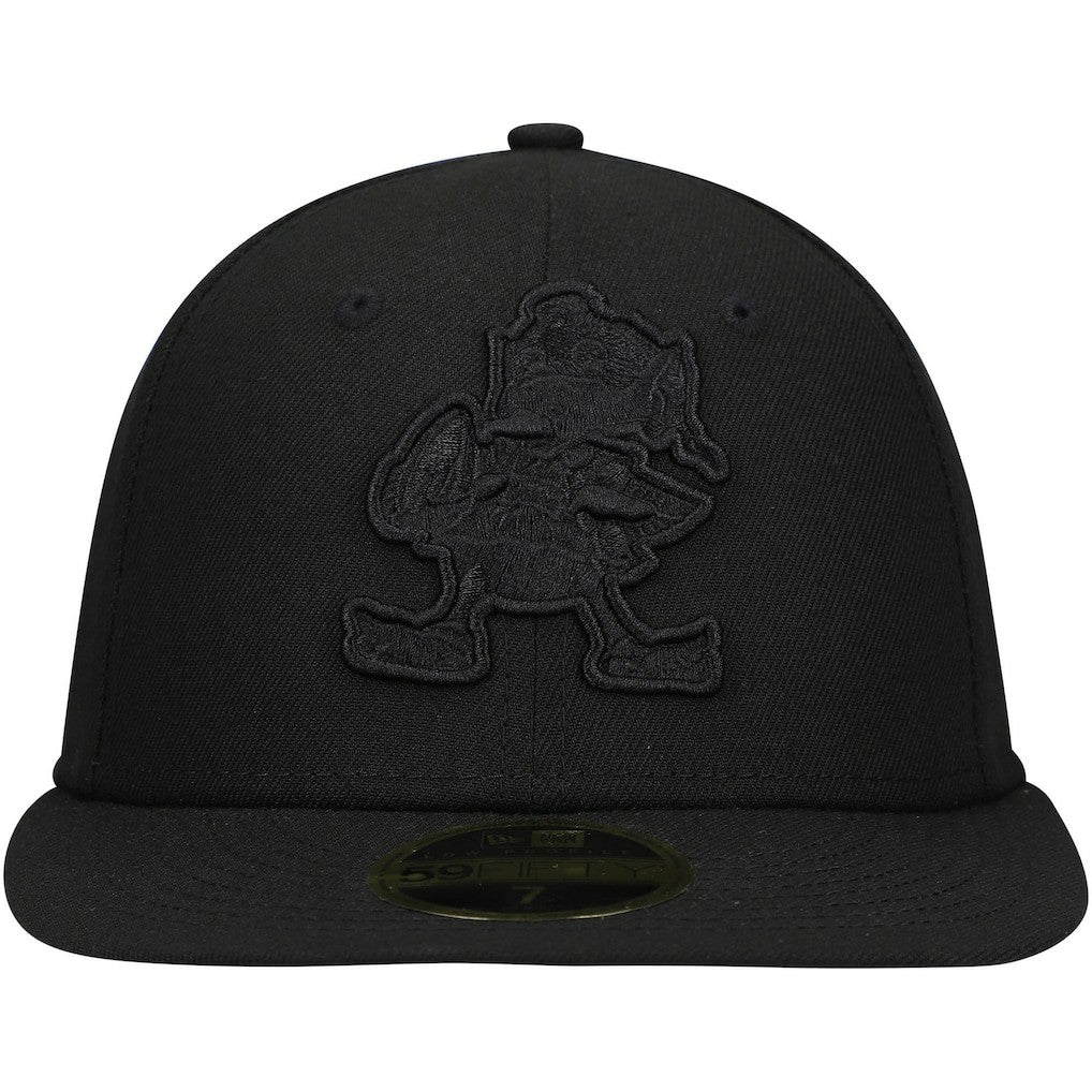 Cleveland Browns New Era Historic Logo Black on Black Low Profile 59FIFTY II Fitted Hat Black - NFL